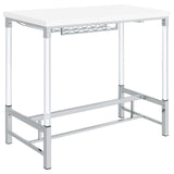 Norcrest bar table in a compact dining room setting with two stools