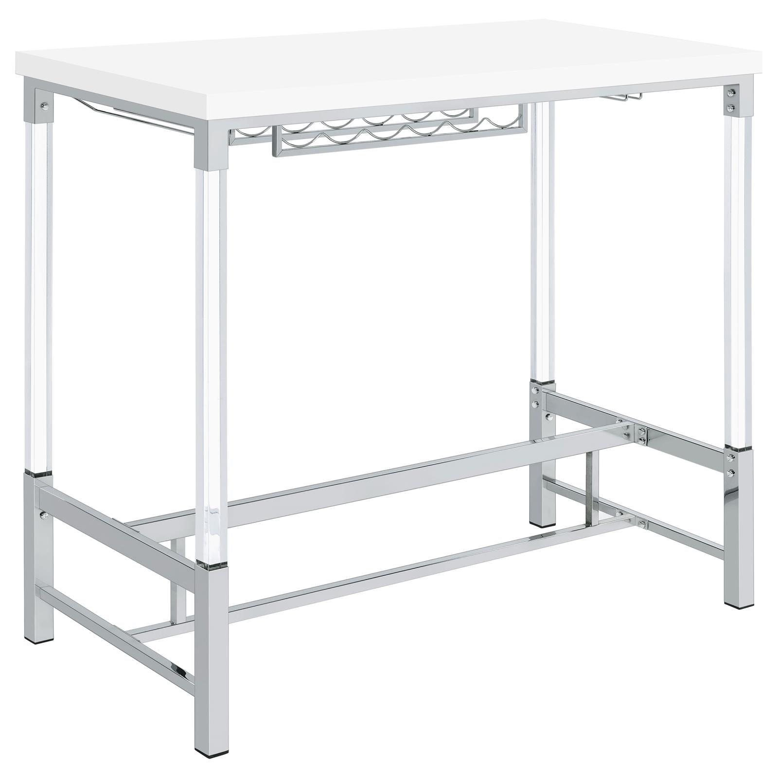 Norcrest bar table in a compact dining room setting with two stools