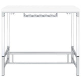 Metal base with silver finish and trestle details of Norcrest bar table
