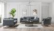 Vivian gray velvet sofa front view