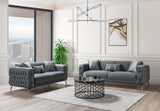 Vivian gray velvet sofa side view