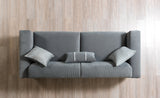 Elegant velvet fabric sofa corner view