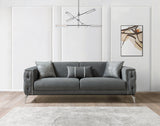Vivian gray velvet loveseat front view