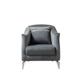 Side view of Vivian Gray Velvet Accent Chair showing velvet upholstery