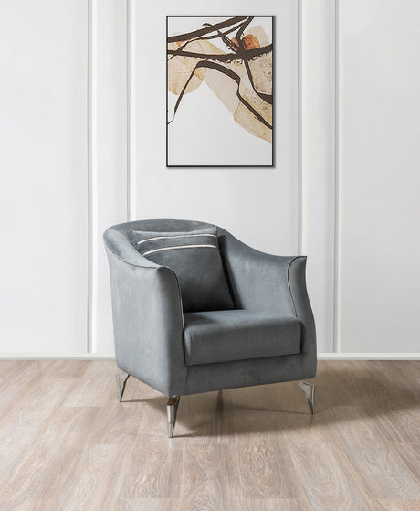 Vivian Gray Velvet Accent Chair angled view