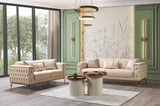 Vivian Ivory Velvet Loveseat 69" front view