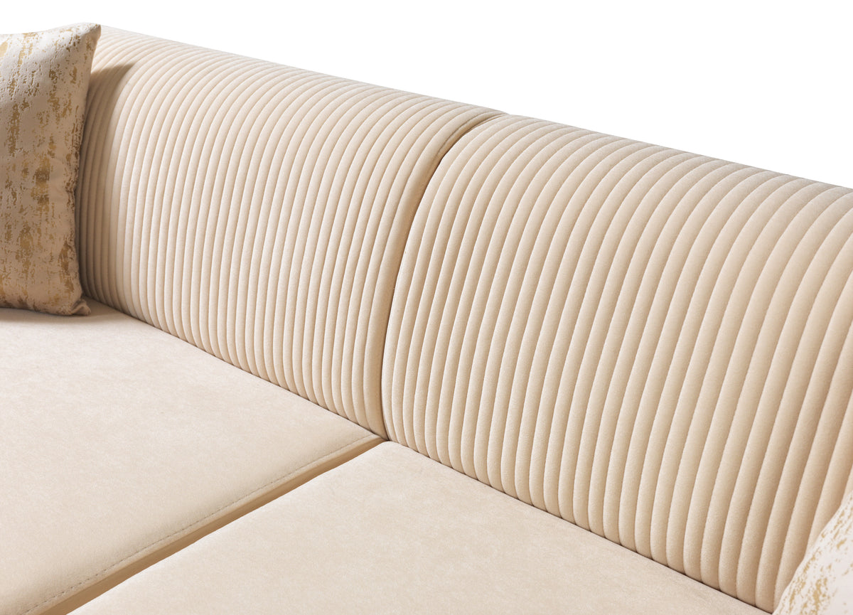 Detailed tufting on velvet upholstery