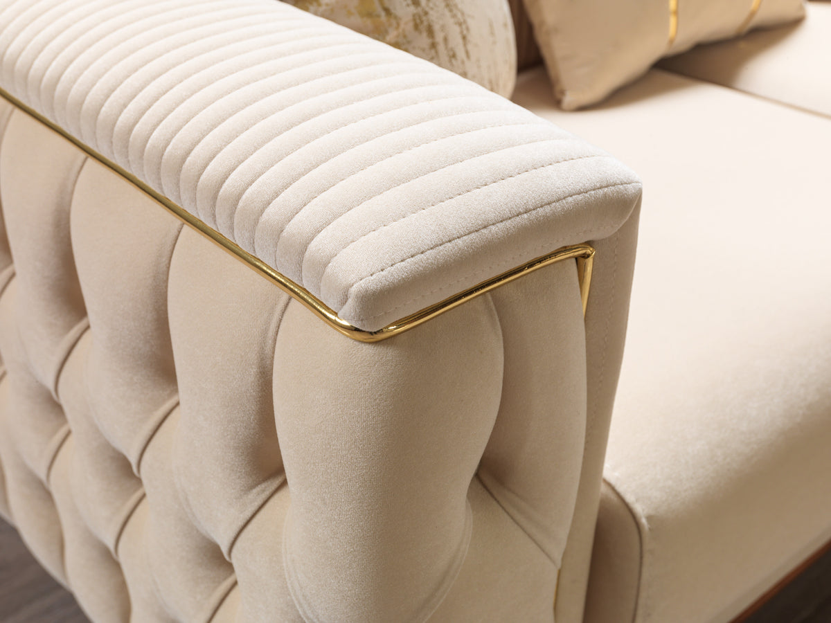 Close-up of sofa leg assembly