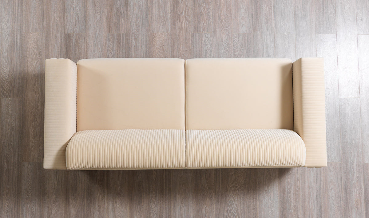 Side view highlighting loveseat dimensions