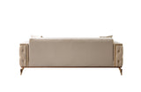 Front corner view of loveseat