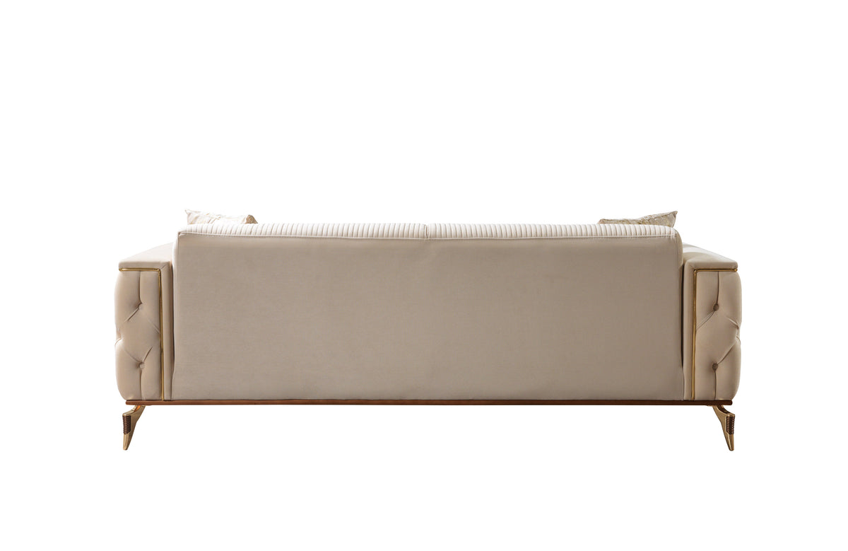 Front corner view of loveseat
