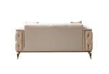 Vivian Ivory Velvet Sofa and Loveseat set front view