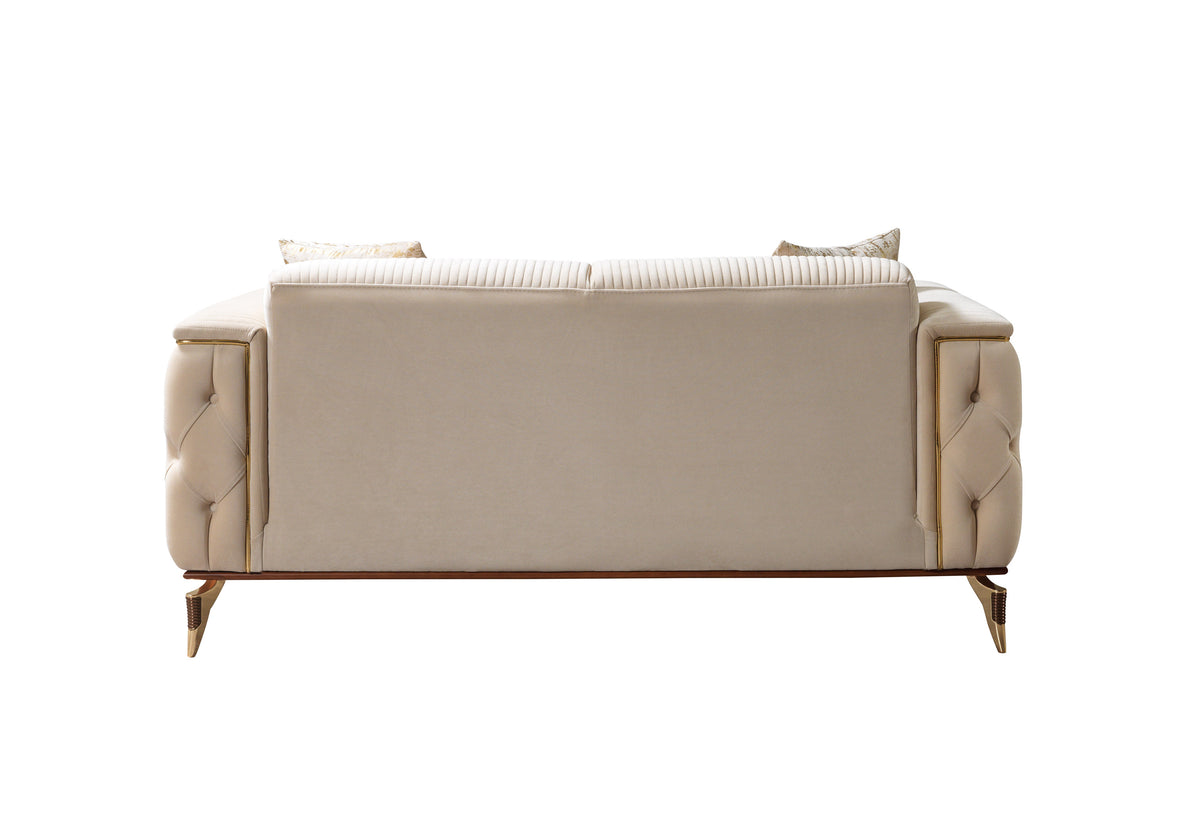 Vivian Ivory Velvet Sofa and Loveseat set front view