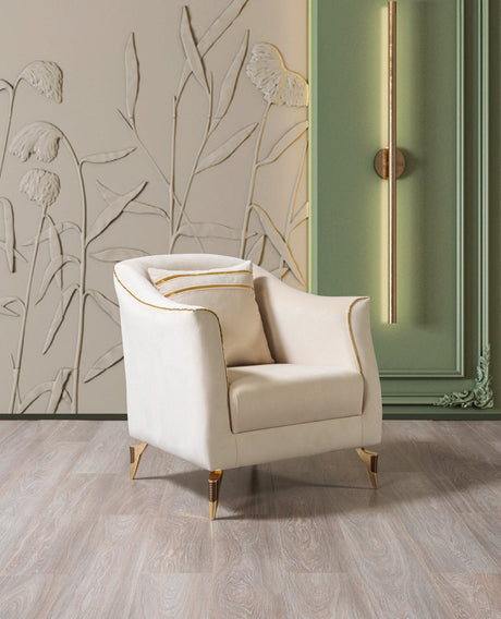 Vivian Ivory Velvet Chair front view