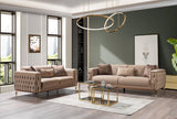 Side view of Vivian Coffee Velvet Sofa and Loveseat