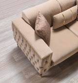 Velvet fabric texture detail on sofa