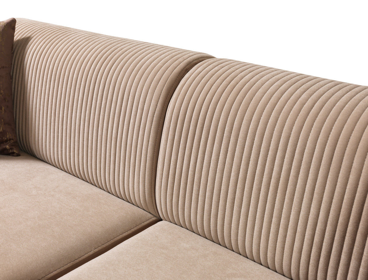 Side view showing sofa armrest detail