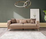 Front angle of Vivian Coffee Velvet Sofa and Loveseat