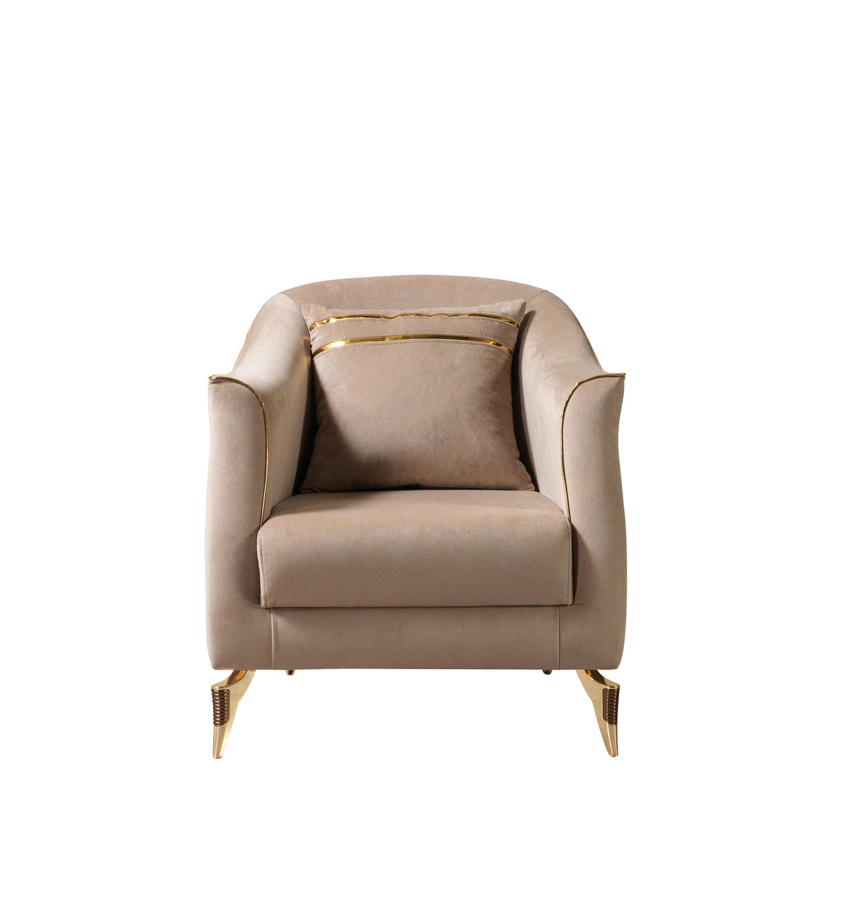 Vivian Coffee Velvet Sofa and Loveseat set front view