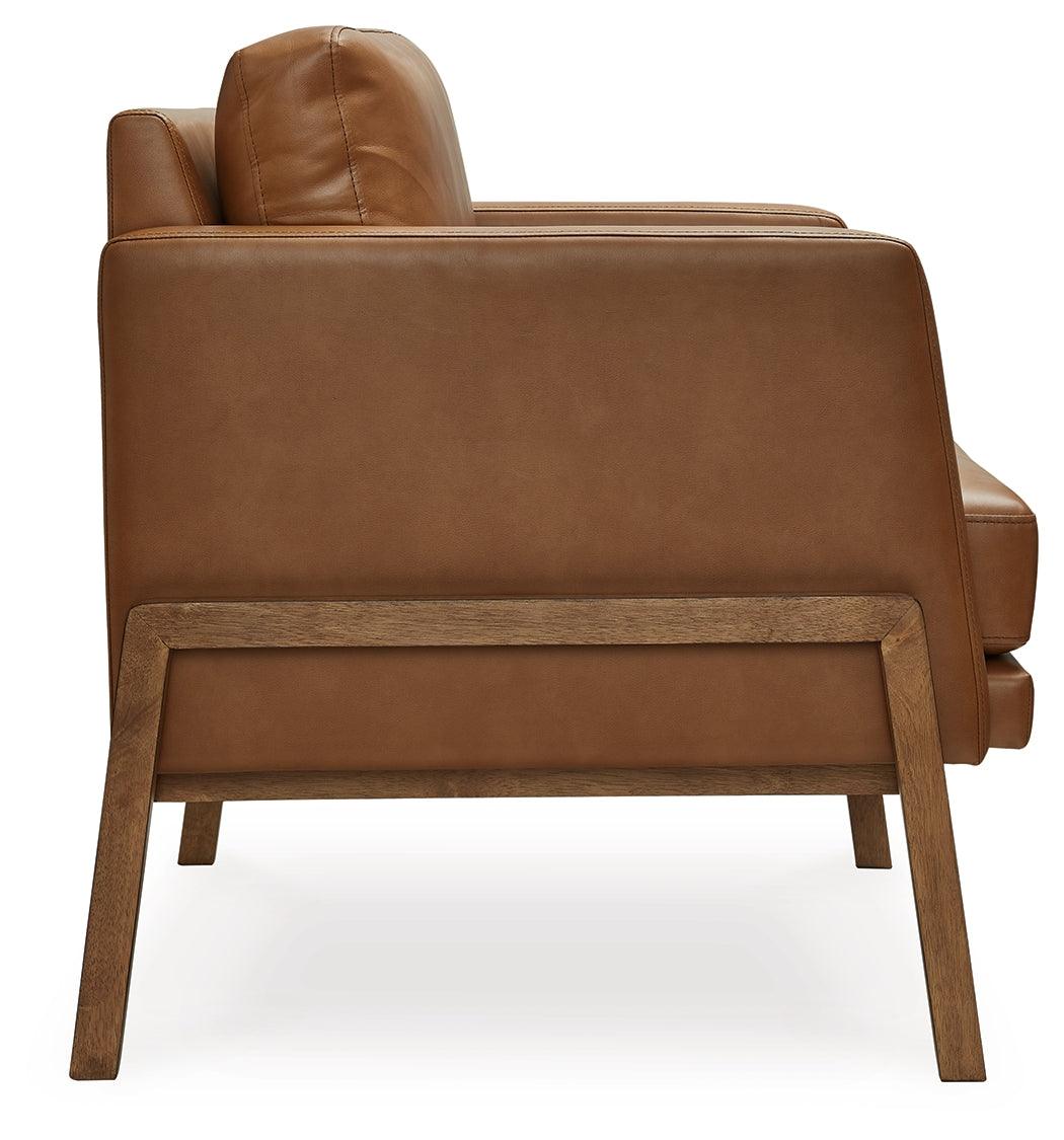 Numund caramel accent chair back view