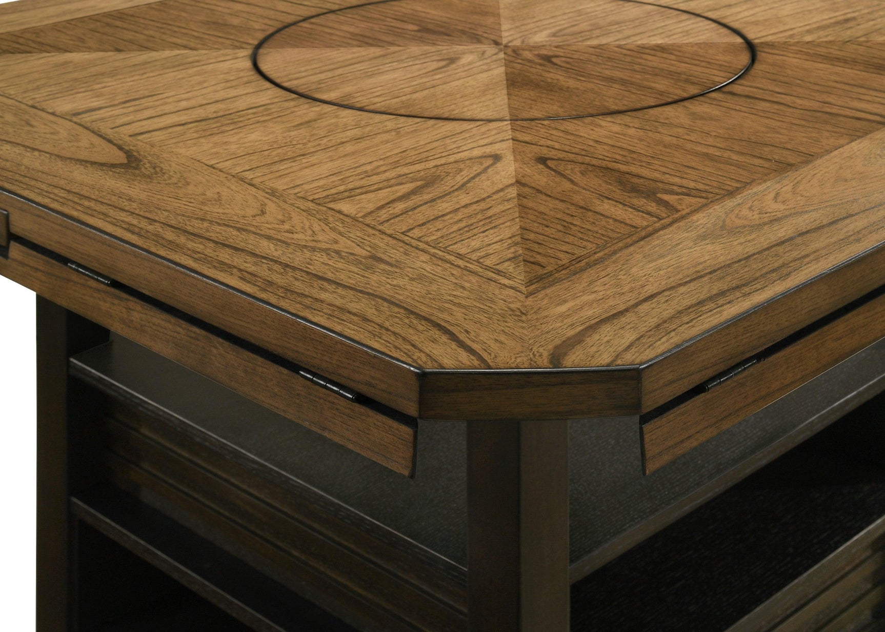 detail view of Oakly Brown Round Counter Height Set furniture