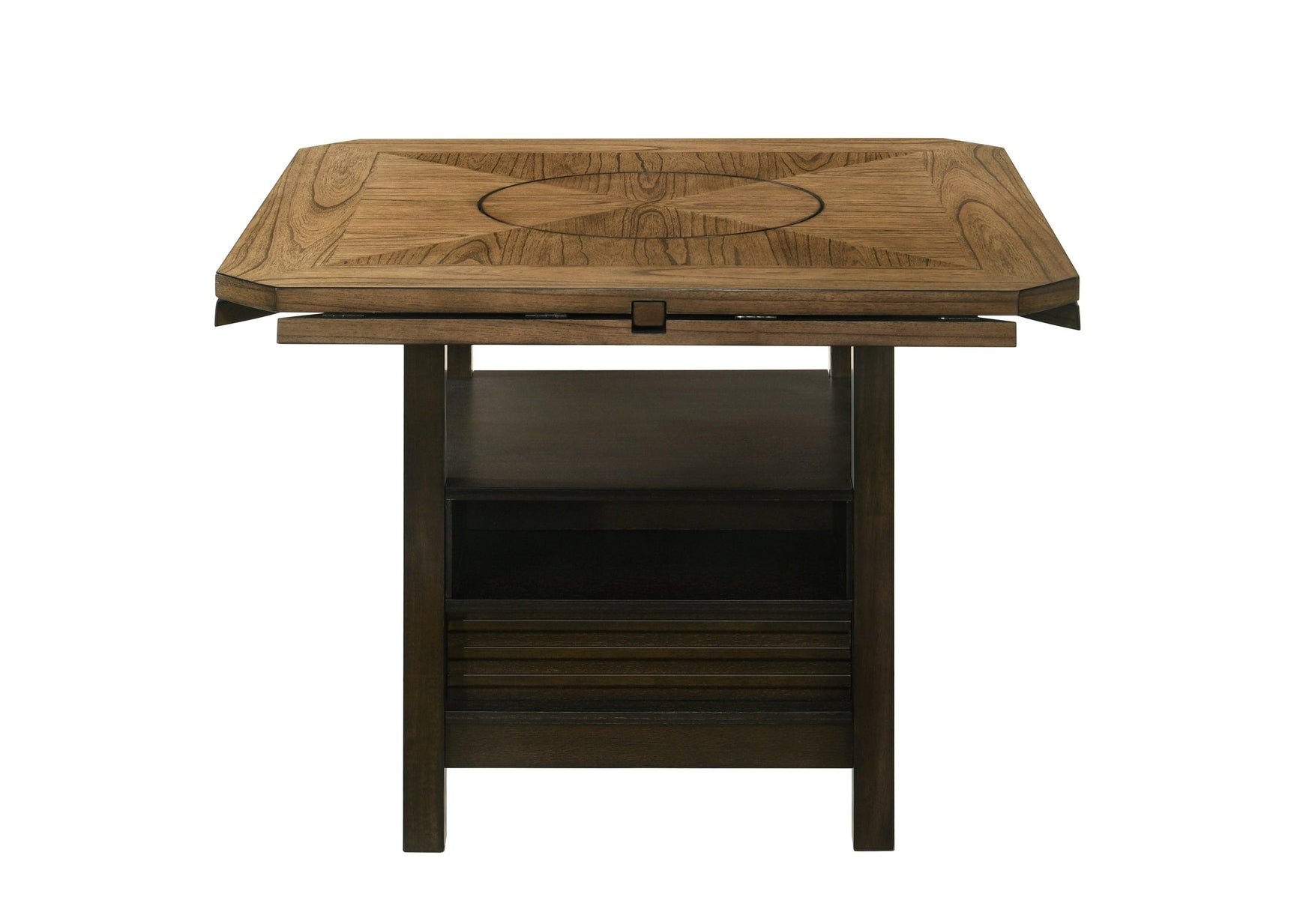 side view of Oakly Brown Round Counter Height Set furniture