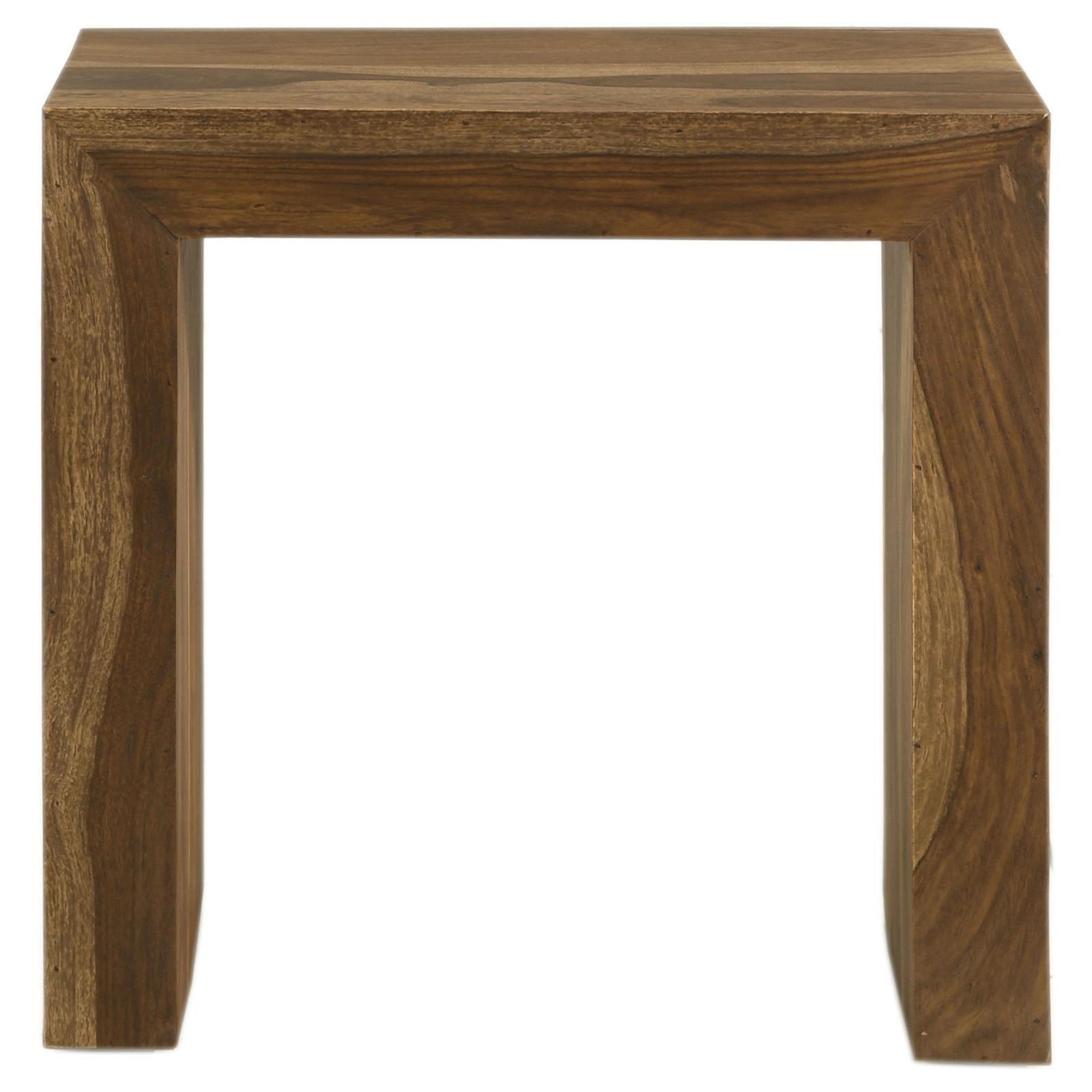 Close-up of solid sheesham wood grain on Odilia end table surface