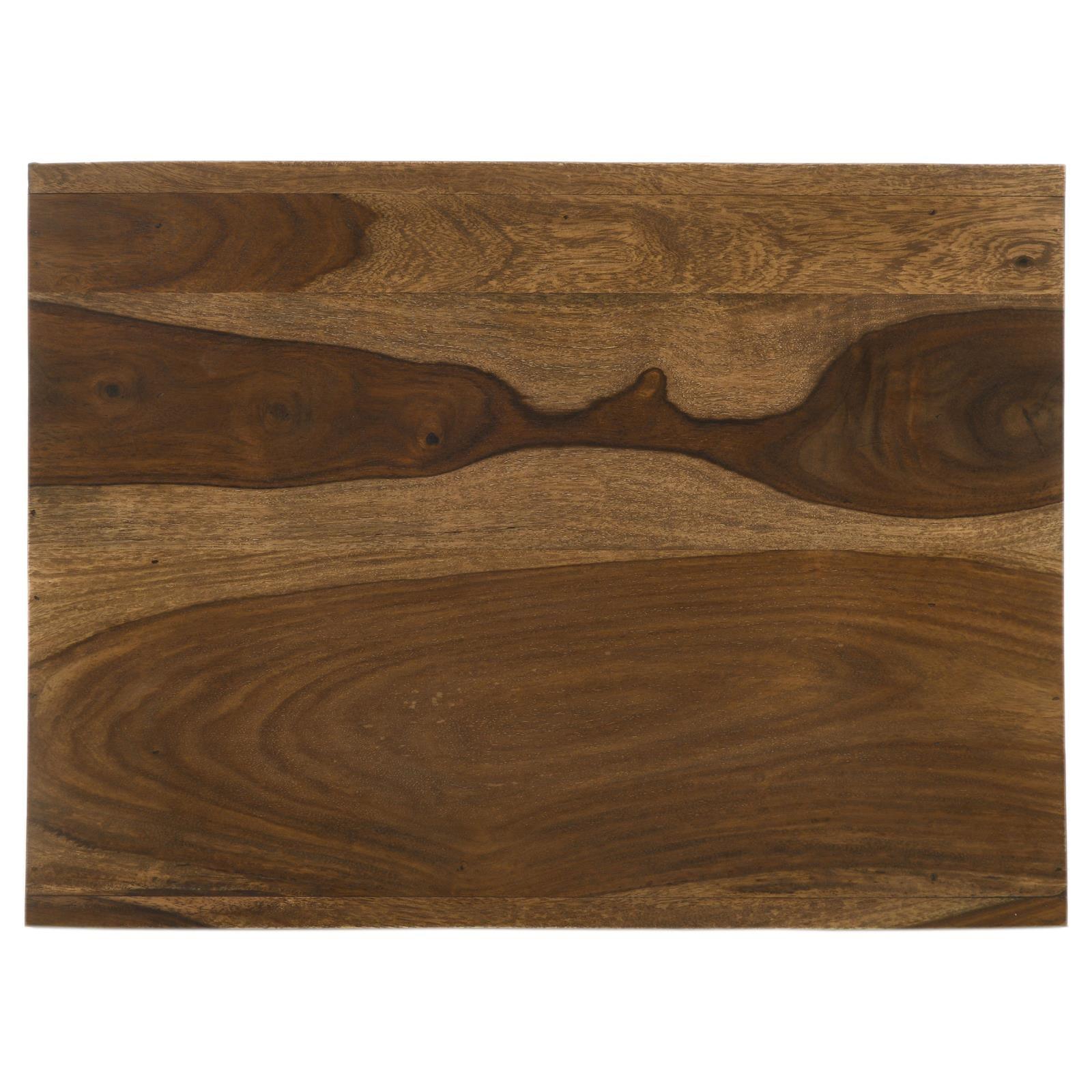 Odilia end table showing sturdy solid wood sides and layered Auburn finish