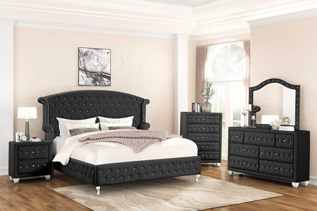 Olivia Black Upholstered Tufted Chest top side view