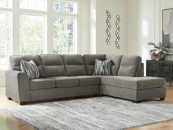 Olten Graphite Chenille 2-Piece Sectional with Chaise from Decor Furniture