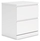 Onita White Nightstand open drawer front view