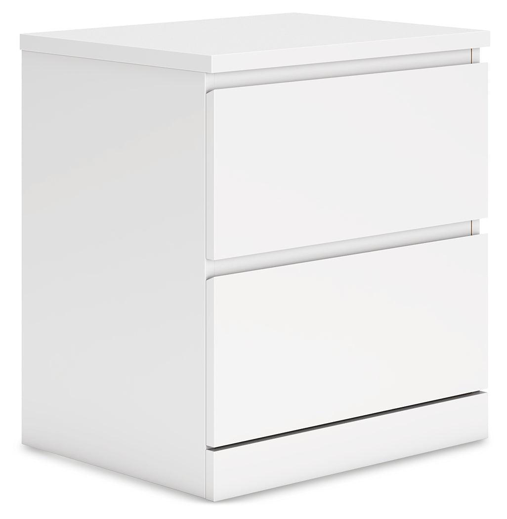 Onita White Nightstand open drawer front view