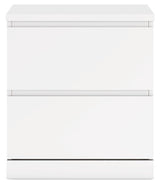 Onita White Nightstand drawers partially open