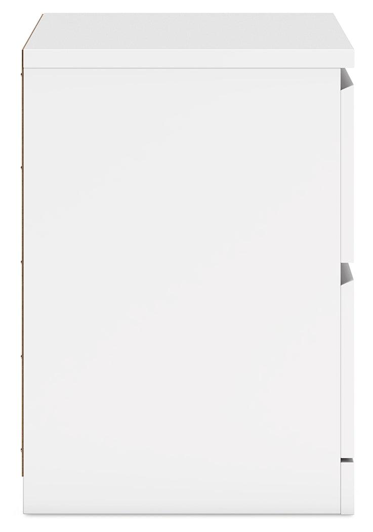 Onita White Nightstand assembled overview