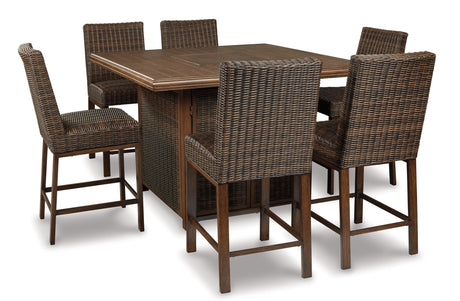 High-style bar stool with resin wicker and wood-like legs