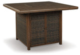 Paradise Medium Brown Outdoor Bar Table with Fire Pit and 8 Barstools