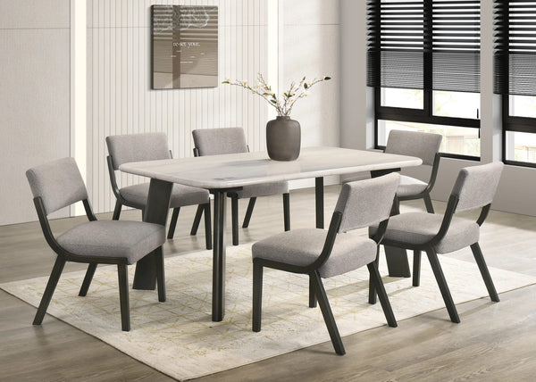 Parker Light Gray Genuine Marble Table + 6 Chairs from Decor Furniture