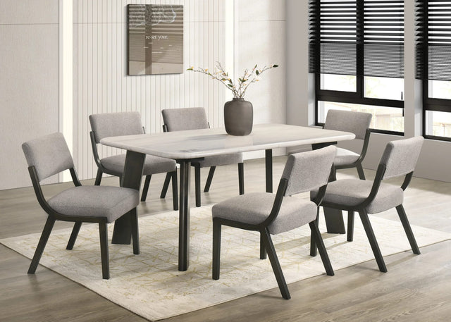 Parker Light Gray Genuine Marble Table + 6 Chairs from Decor Furniture