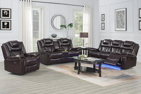 Party Time Brown Reclining Sofa - Front Angle