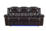 Party Time Brown Reclining Sofa Set - Multiple Device USB Charging