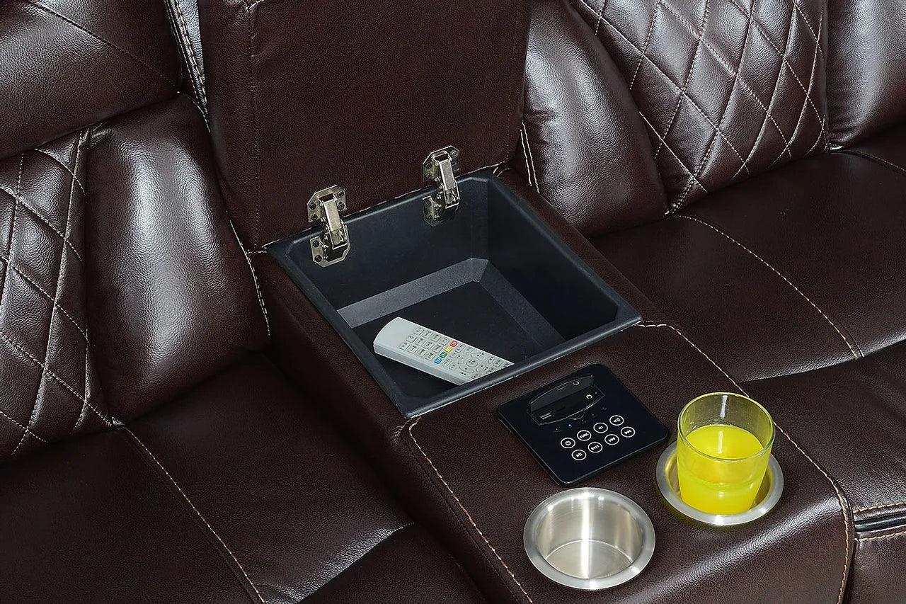 Party Time Brown Reclining Loveseat - Side Angle