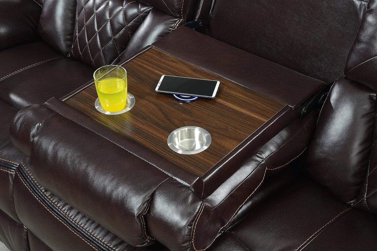 Party Time Brown Recliner - Extended Footrest View