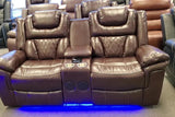 Party Time Brown Reclining Sofa - Close Up of Controls