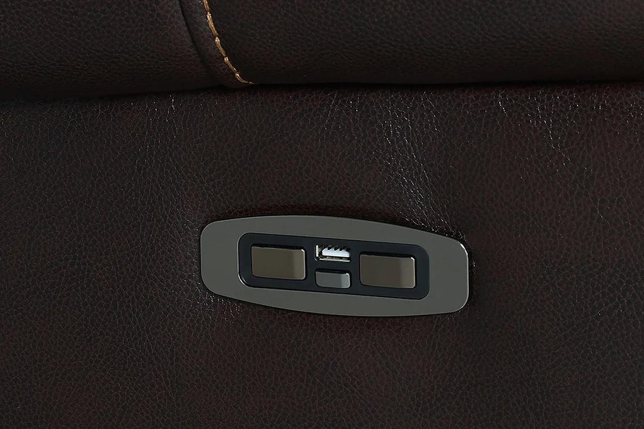 Party Time Brown Recliner - Wireless Charger Detail