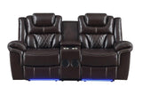 Party Time Brown Reclining Sofa Set - Living Room Setup