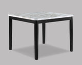 Side profile of Pascal dining set showing table and velvet seating