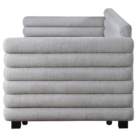 Patricia twin daybed with trundle angled view showing armrests