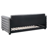 Detail of trundle bed hardware and underbed storage space
