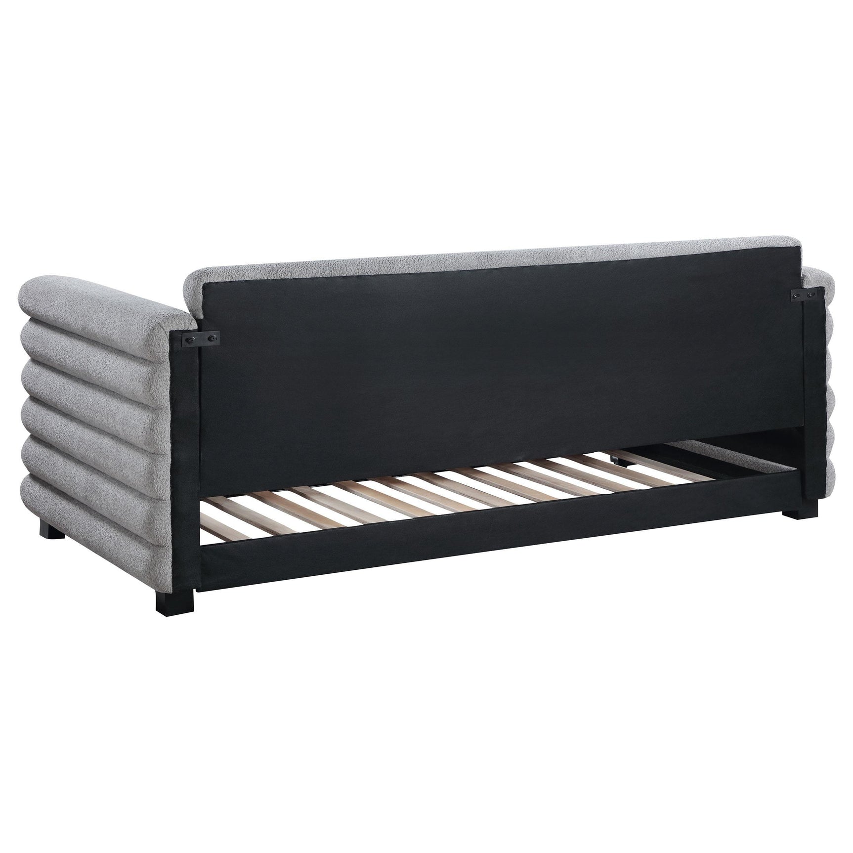 Detail of trundle bed hardware and underbed storage space