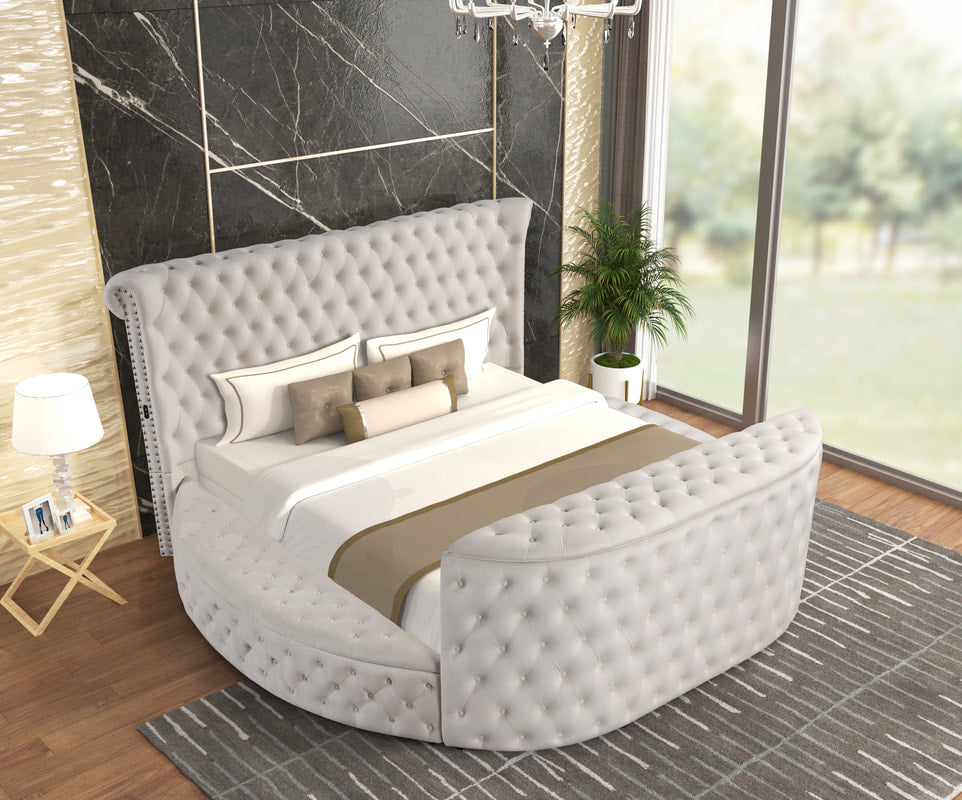 Patron Beige Platform Queen Bed